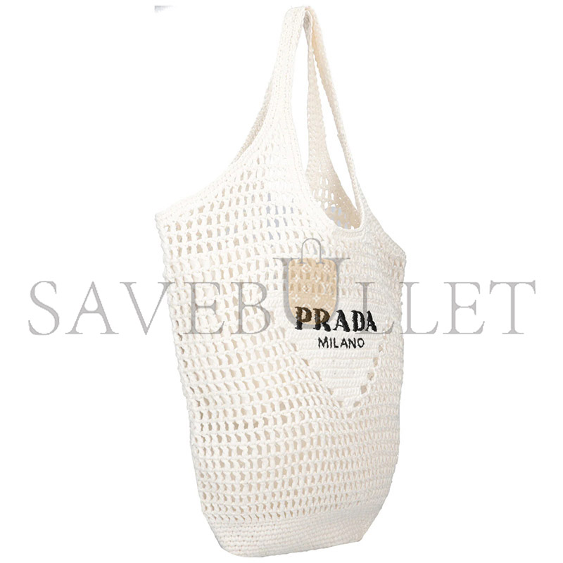 PRADA TRIANGLE LOGO BUCKET TOTE RAFFIA BLUE 1BG424 (53*40cm)
